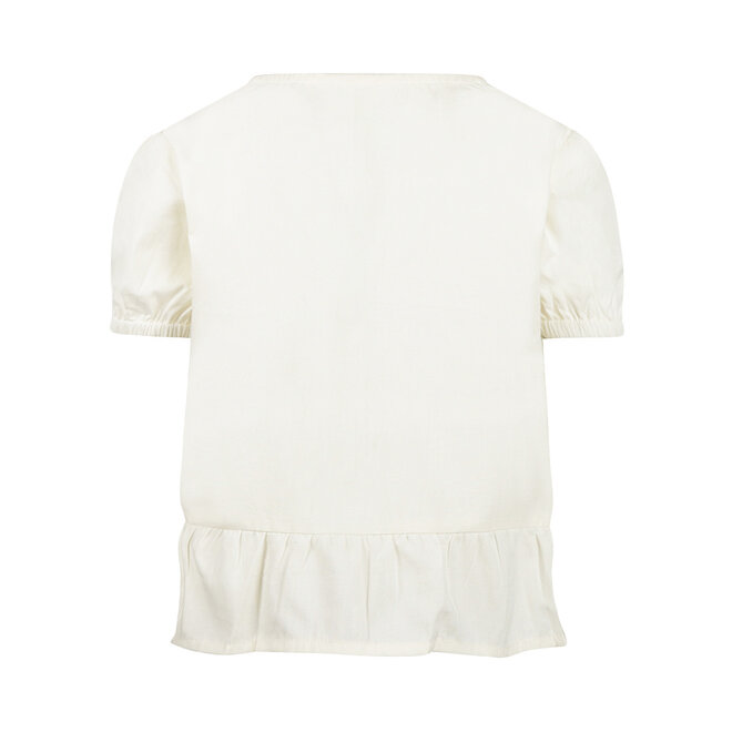 No Way Monday meisjes blouse off white strikjes 100% katoen