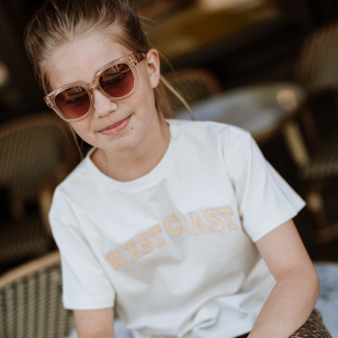 No Way Monday meisjes T-shirt loose fit off white lichtgeel