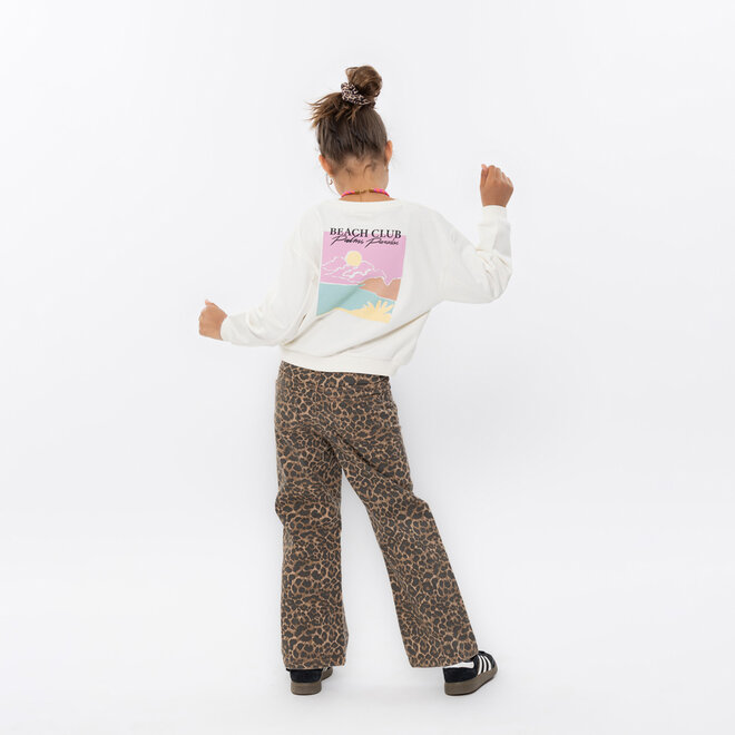 No Way Monday meisjes wide leg jeans panterprint