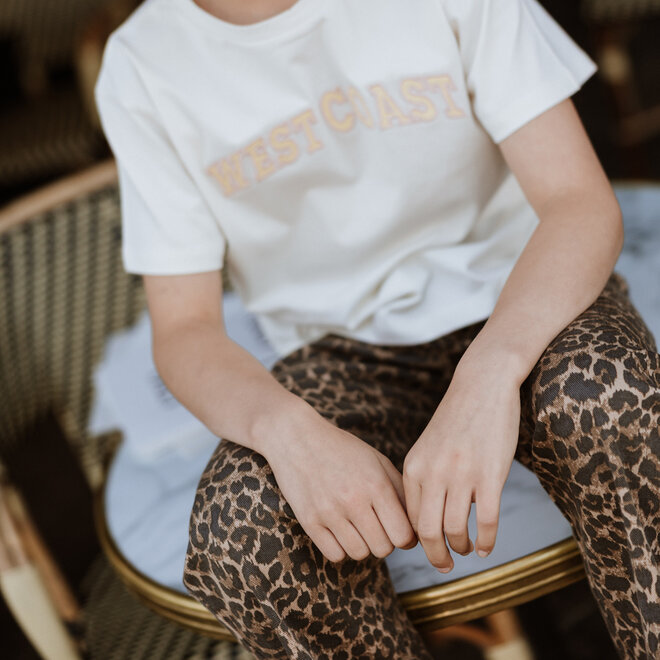 No Way Monday Mädchen Hose mit weitem Bein und Leopardenmuster