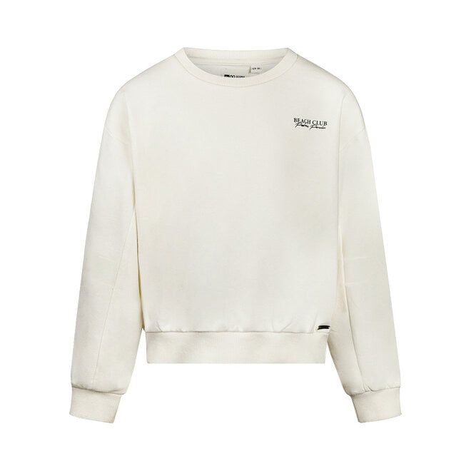 No Way Monday girls' loose fit off-white beach club sweater