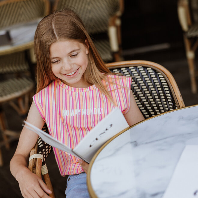 No Way Monday Mädchen Top, zartorange, fuchsia