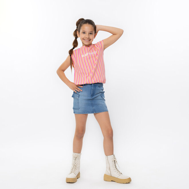 No Way Monday girls' loose fit top in soft orange fuchsia