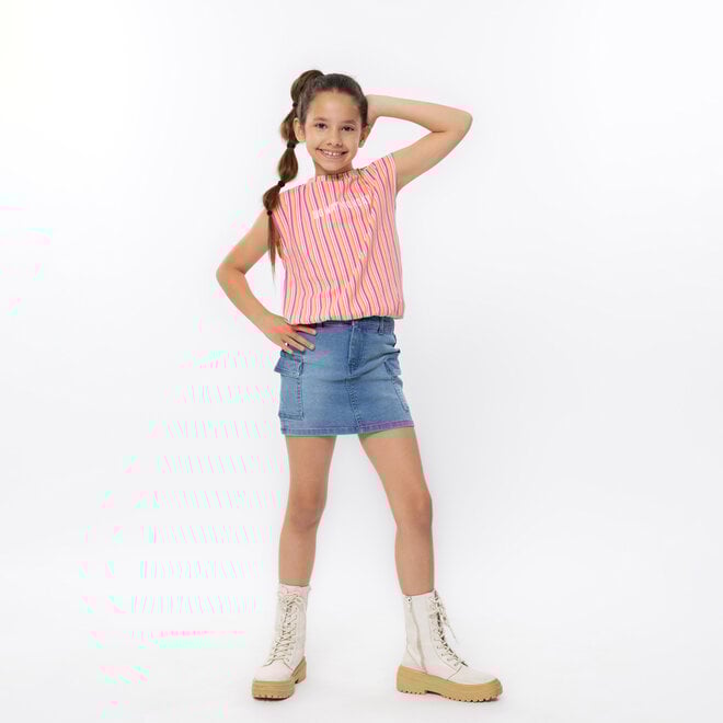 No Way Monday meisjes top loose fit zachtoranje fuchsia