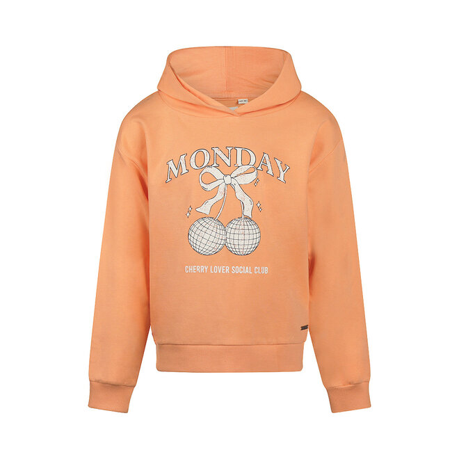 No Way Monday girls' hoodie, loose fit, soft orange, hood