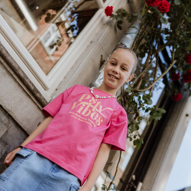 No Way Monday girls' loose fit T-shirt in fuchsia