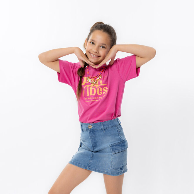 No Way Monday girls' loose fit T-shirt in fuchsia