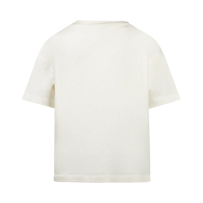 No Way Monday meisjes T-shirt loose fit off white strikjes