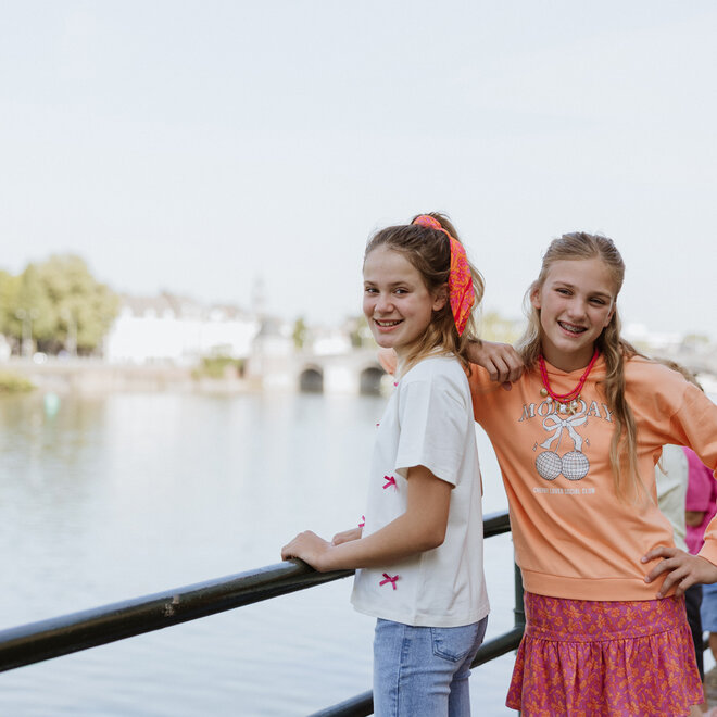 No Way Monday Mädchen T-Shirt, cremefarben, Schleifen