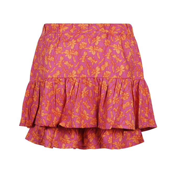 No Way Monday girls' skort fuchsia soft orange flowers