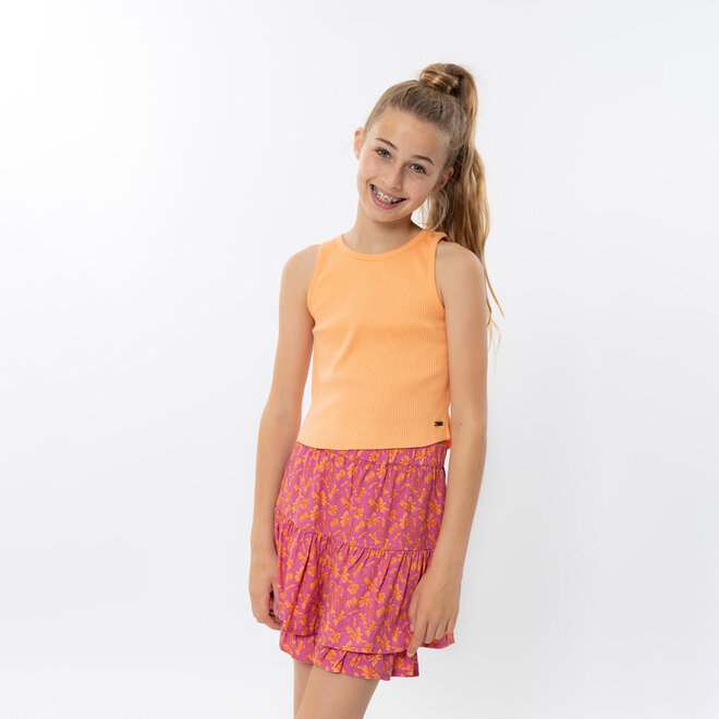 No Way Monday girls' skort fuchsia soft orange flowers