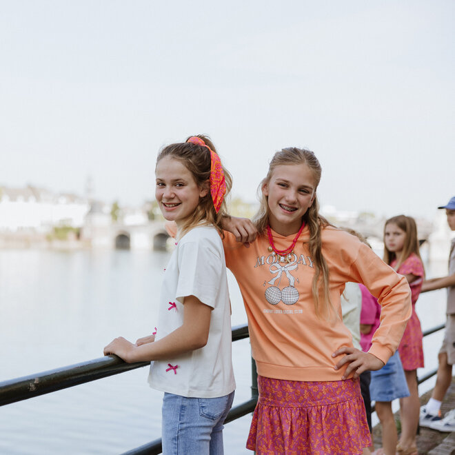 No Way Monday meisjes skort fuchsia zachtoranje bloemetjes