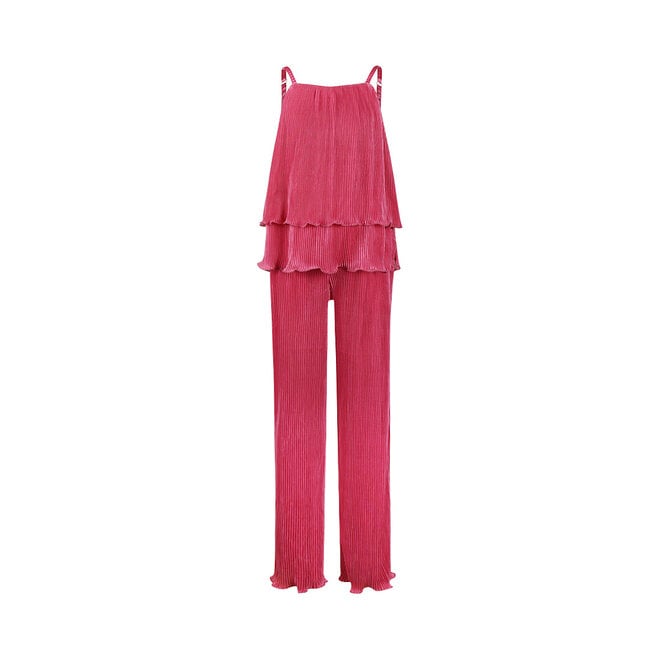 No Way Monday meisjes co-ord set fuchsia top wide leg broek