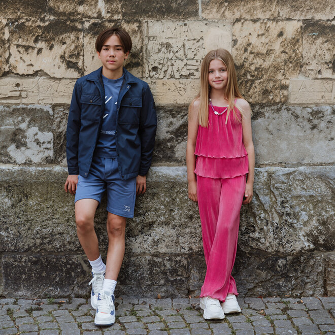 No Way Monday girls' co-ord set fuchsia top wide leg trousers