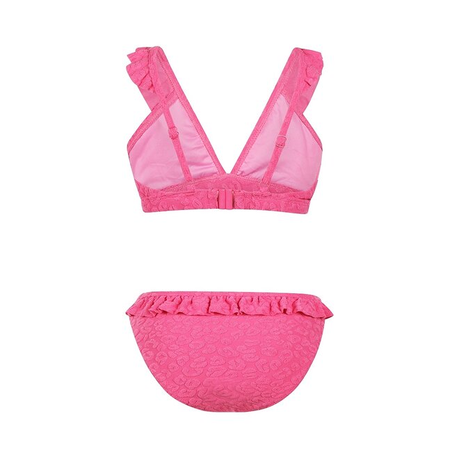 No Way Monday Mädchen-Bikini in Fuchsia mit Leopardenmuster