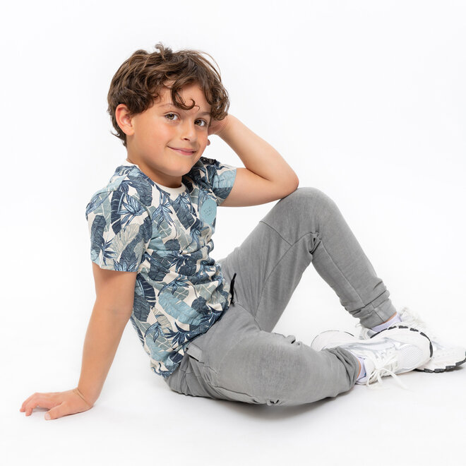 No Way Monday Jungen T-Shirt Off White Blau Navy