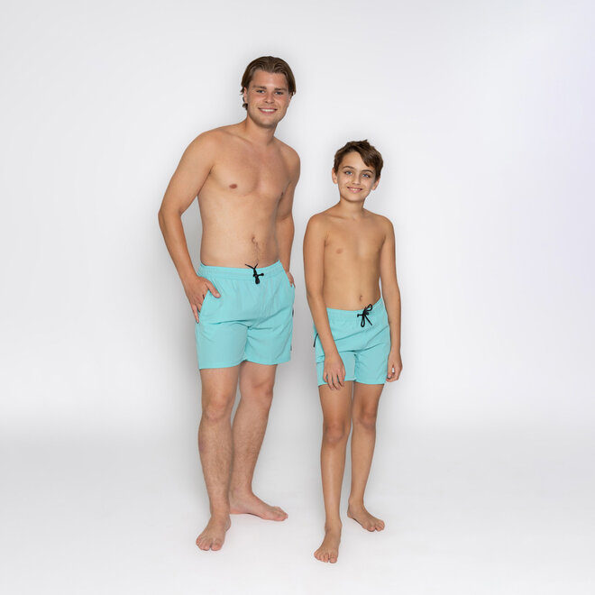 No Way Monday boys' swim shorts aqua blue mid length