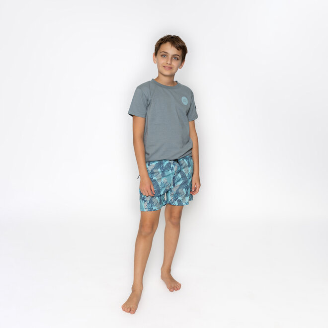 No Way Monday jongens zwemshorts navy aquablauw mid length