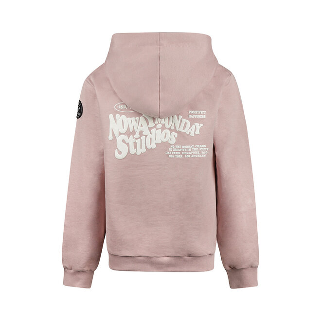 No Way Monday jongens hoodie lichtroze capuchon