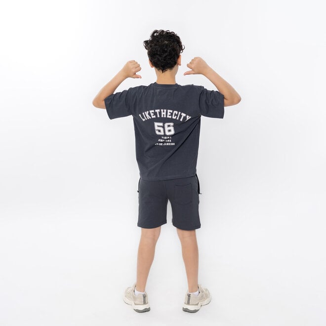 No Way Monday boys' co-ord set anthracite T-shirt shorts