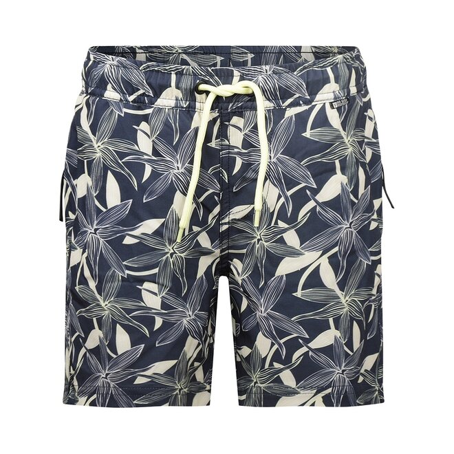 No Way Monday boys' swim shorts, dark blue white, long length