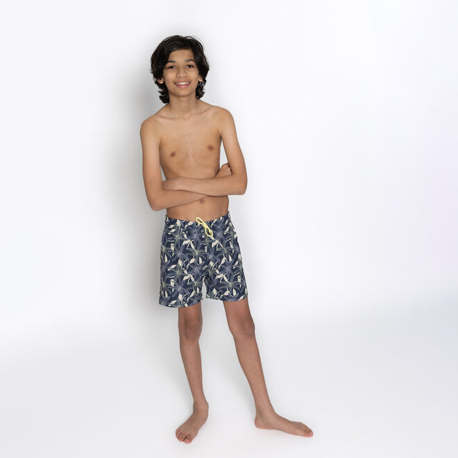 No Way Monday jongens zwemshorts donkerblauw wit long length