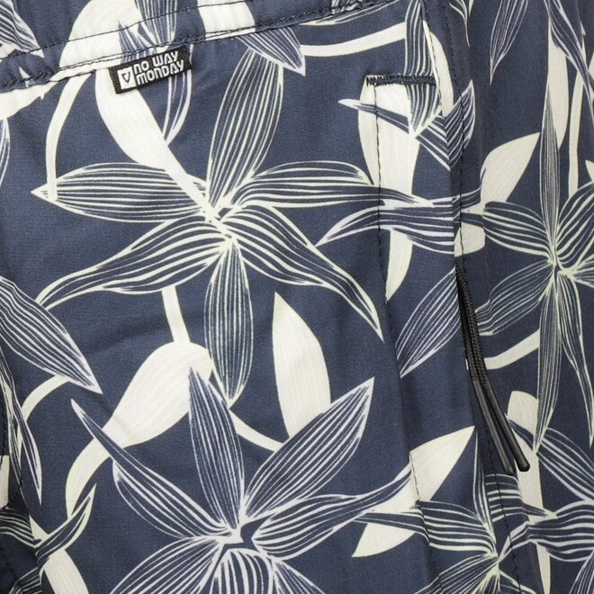 No Way Monday jongens zwemshorts donkerblauw wit long length