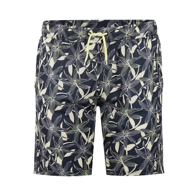 No Way Monday heren zwemshorts donkerblauw wit  long length