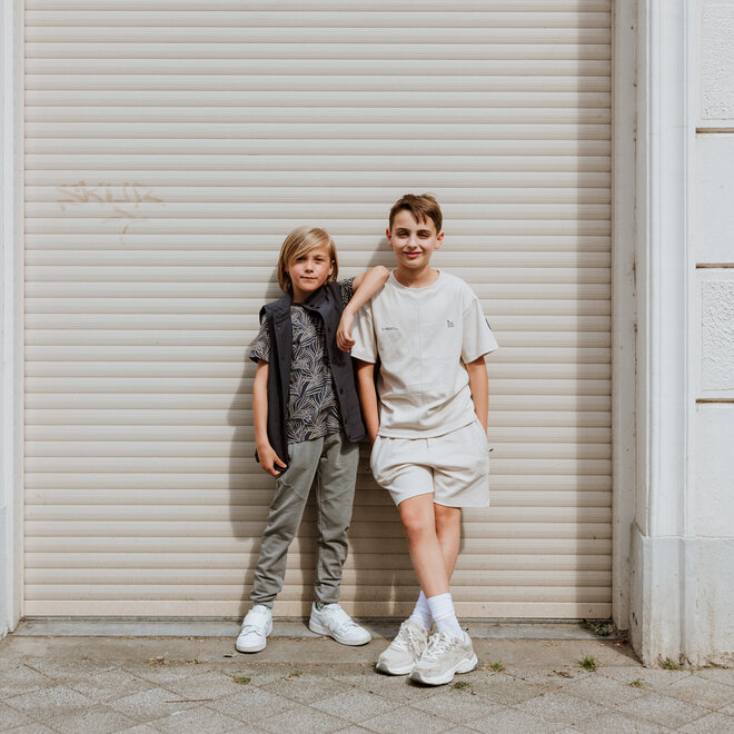 No Way Monday boys' co-ord set light grey T-shirt trousers