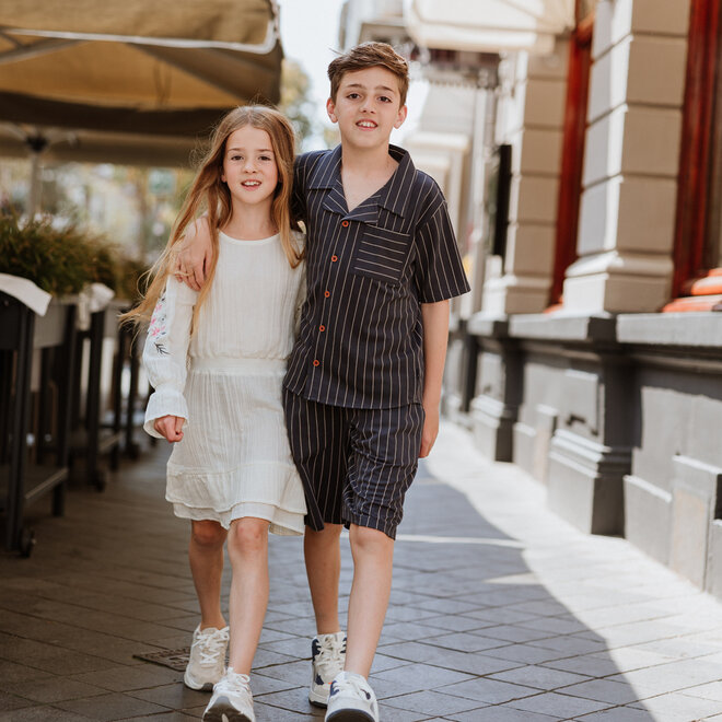 No Way Monday boys' co-ord set anthracite blouse shorts