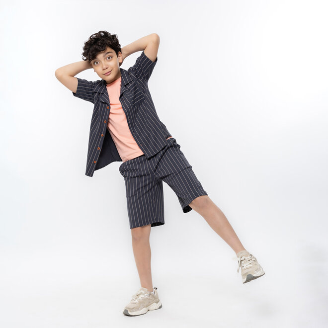 No Way Monday boys' co-ord set anthracite blouse shorts
