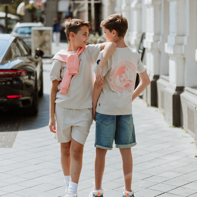 No Way Monday boys' T-shirt loose fit light grey coral