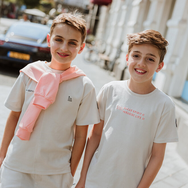 No Way Monday boys' T-shirt loose fit light grey coral