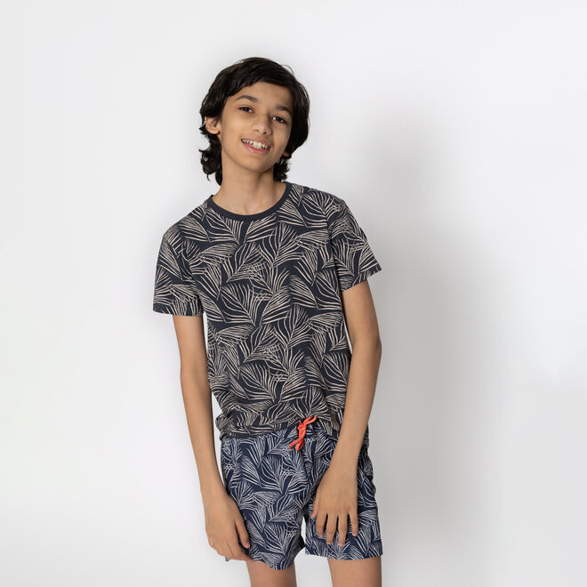 No Way Monday jongens donkerblauw wit mid length