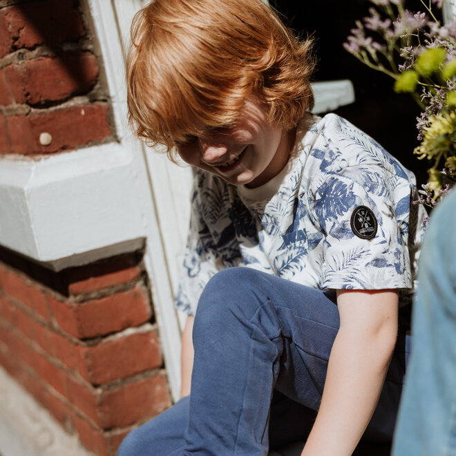 No Way Monday boys' T-shirt loose fit off white indigo