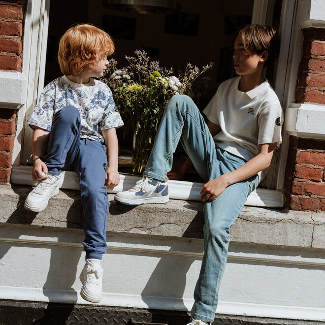 No Way Monday Jungen T-Shirt, cremefarben, indigo