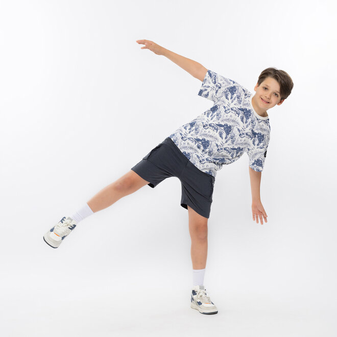 No Way Monday jongens T-shirt loose fit off white indigo