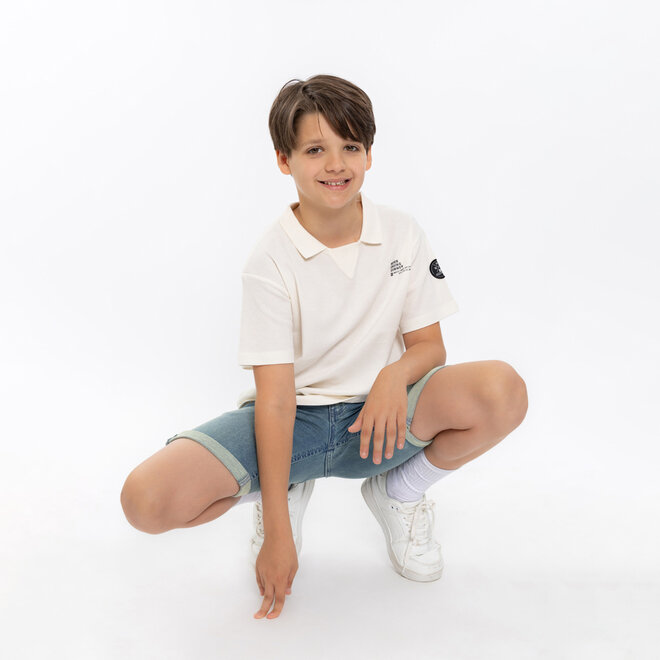 No Way Monday jongens polo shirt off white
