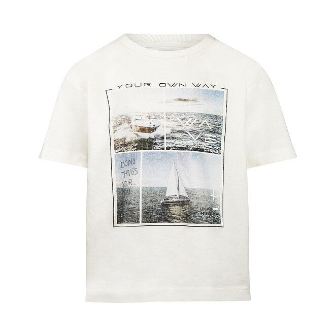 No Way Monday jongens T-shirt off white loose fit wave