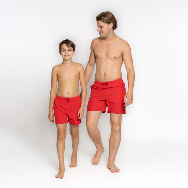 No Way Monday boys' swim shorts red mid length
