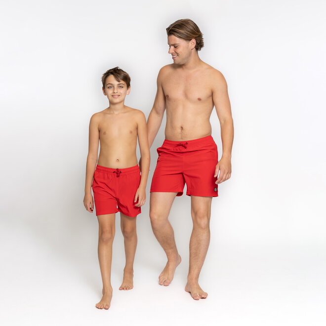 No Way Monday heren zwemshort rood mid length