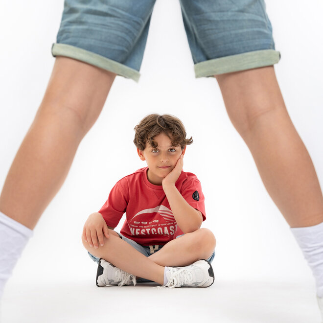 No Way Monday boys' T-shirt, loose fit, soft red