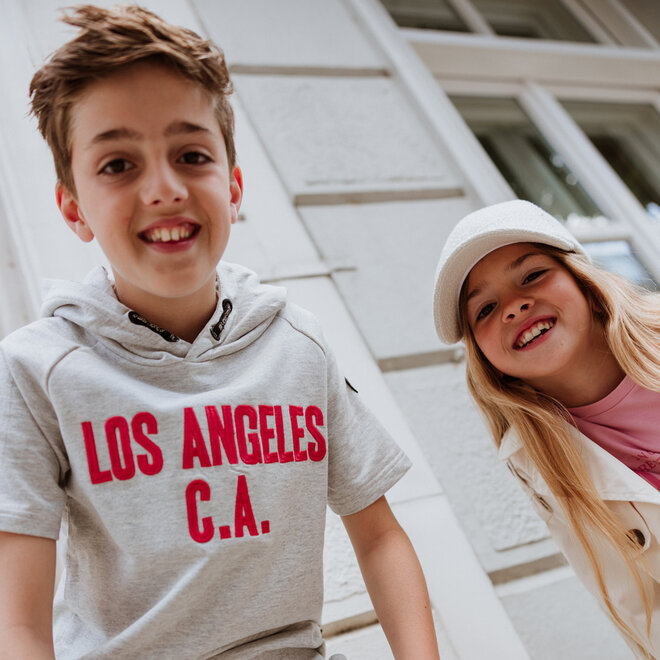 No Way Monday Jungen Hoodie kurzärmelig grau zartrot