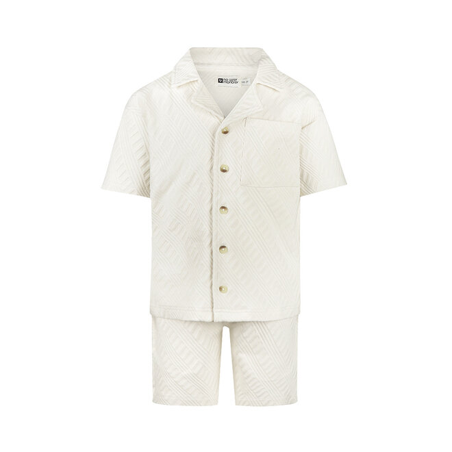No Way Monday Jungen-Set aus Bluse und Shorts in Off-White