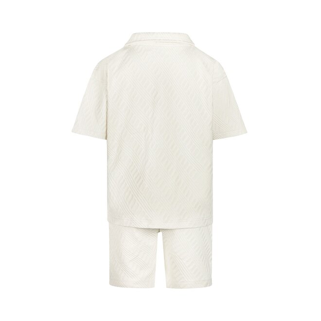 No Way Monday Jungen-Set aus Bluse und Shorts in Off-White