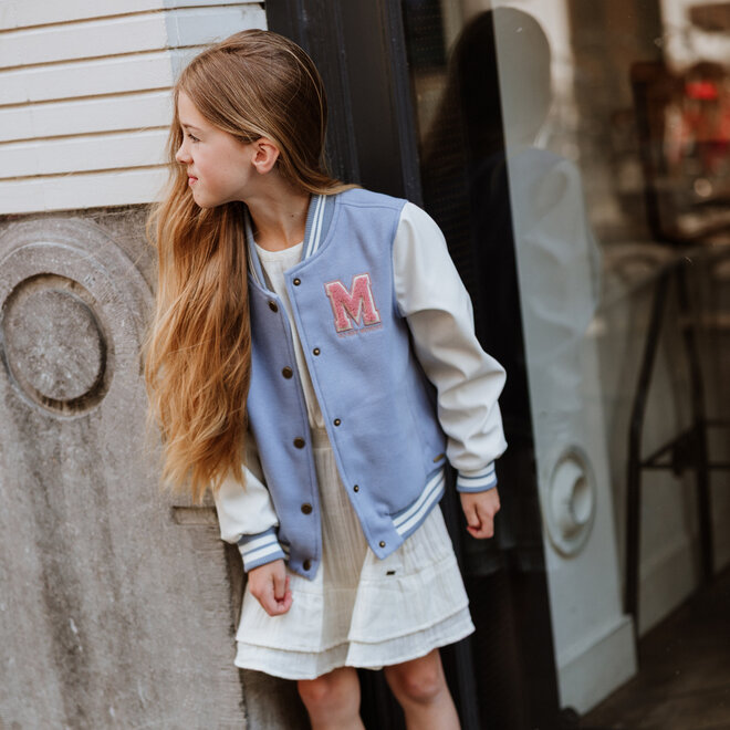 No Way Monday girls' baseball jacket, soft blue