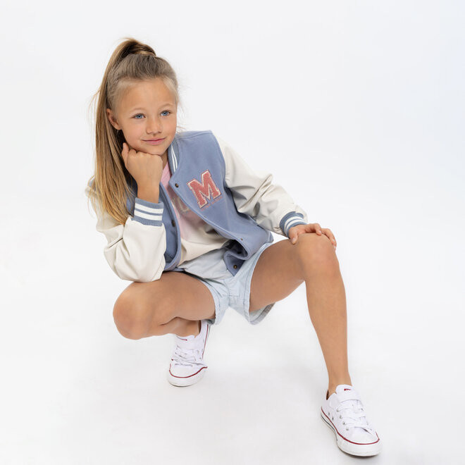 No Way Monday girls' baseball jacket, soft blue