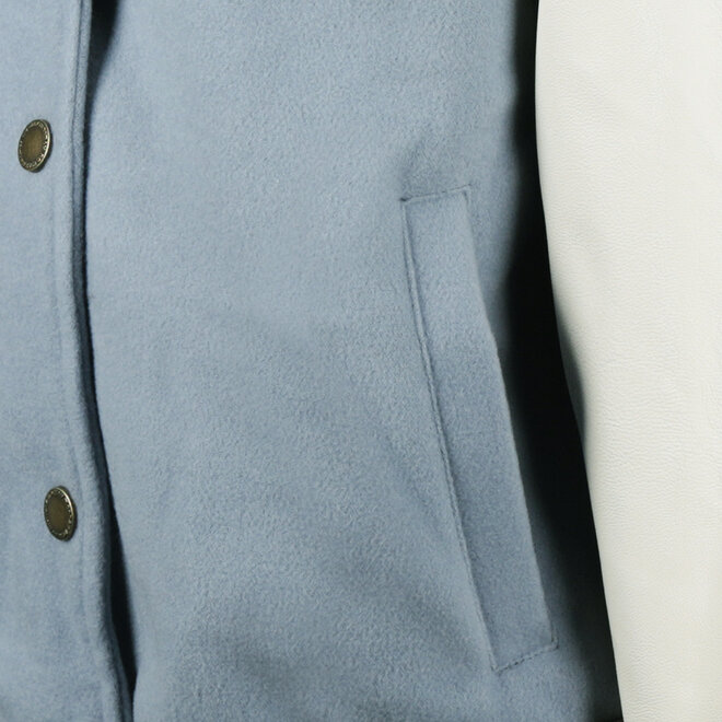 No Way Monday girls' baseball jacket, soft blue