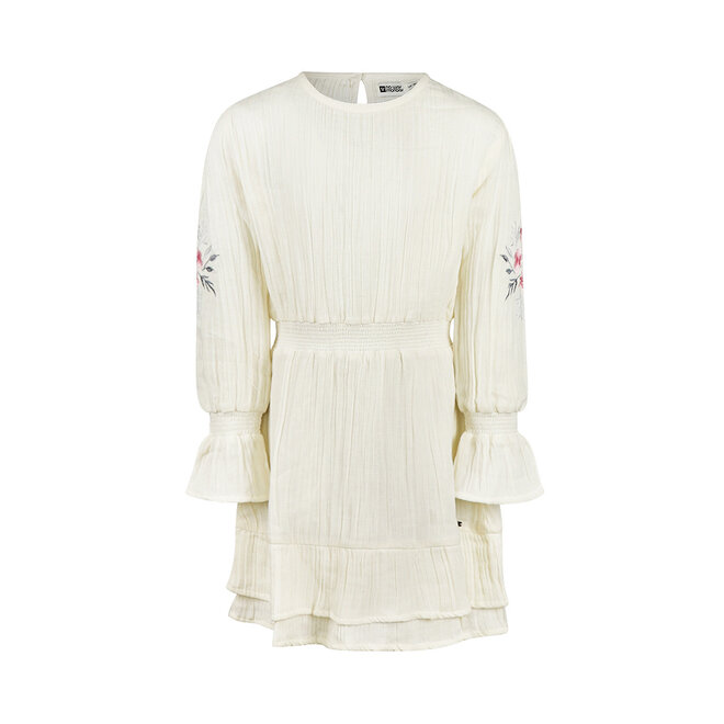 No Way Monday girls' dress off-white 100% cotton flower