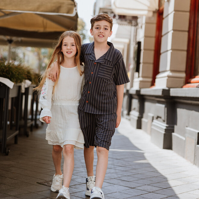 No Way Monday girls' dress off-white 100% cotton flower